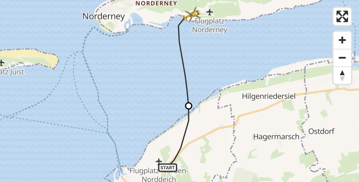 Flugroute Ambulanzhubschrauber Norden - Noordzee, 27 September 2026, 09:47
