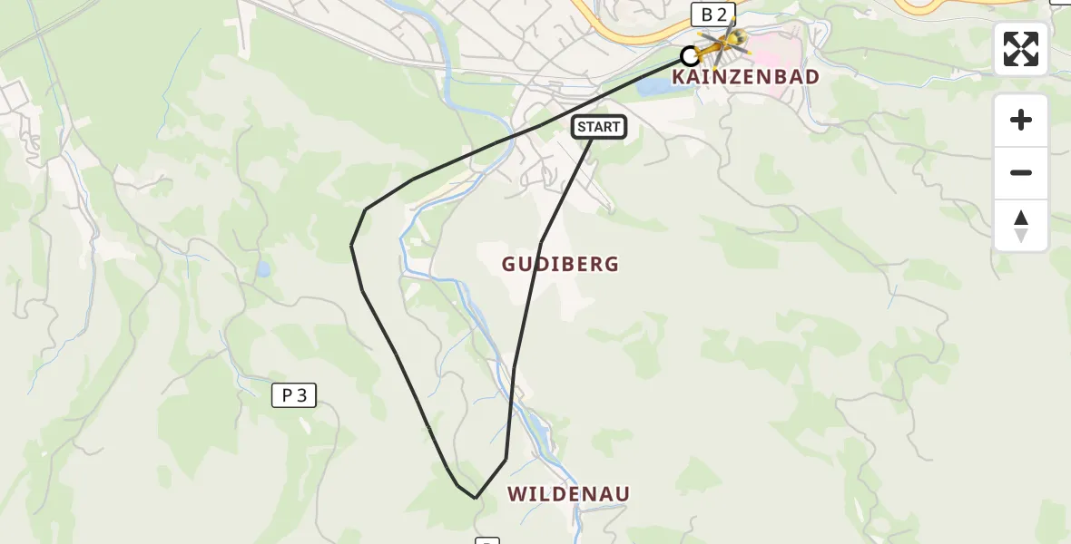Flugroute Rettungshubschrauber Garmisch-Partenkirchen - Garmisch-Partenkirchen Clinic Hubschrauberlandeplatz, 27 September 2026, 10:09