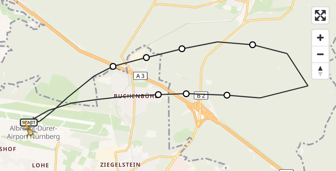 Flugroute Ambulanzhubschrauber Flughafen Nuremberg - Flughafen Nuremberg, 27 September 2026, 10:48