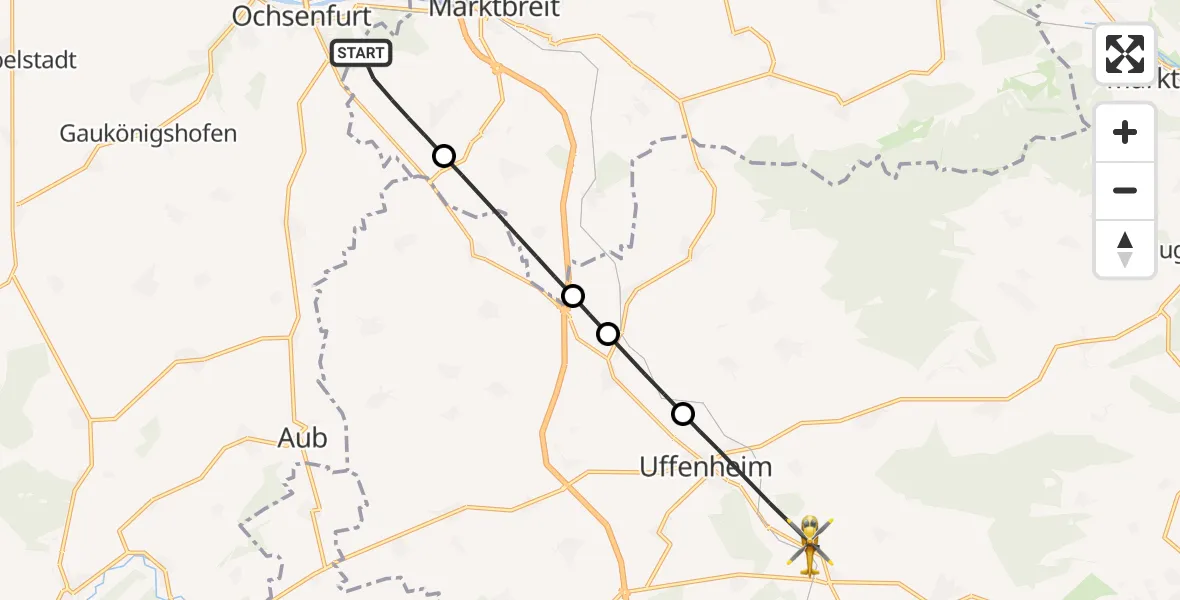 Flugroute Rettungshubschrauber Marktbreit - Uffenheim, 27 September 2026, 11:56