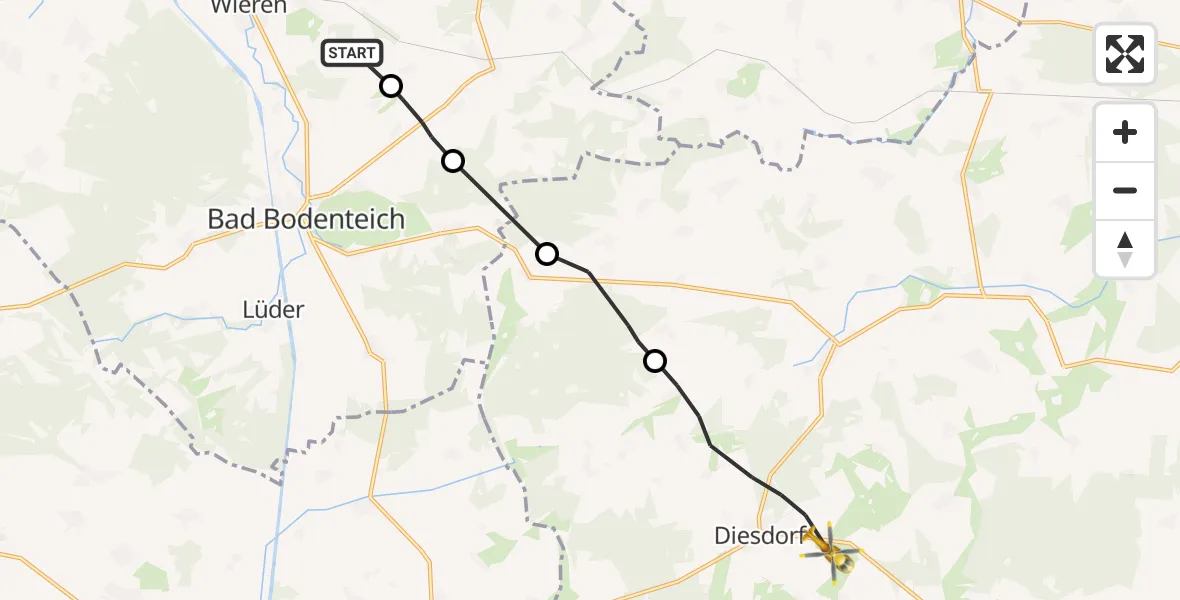 Flugroute Rettungshubschrauber Bad Bodenteich - Diesdorf, 27 September 2026, 12:42