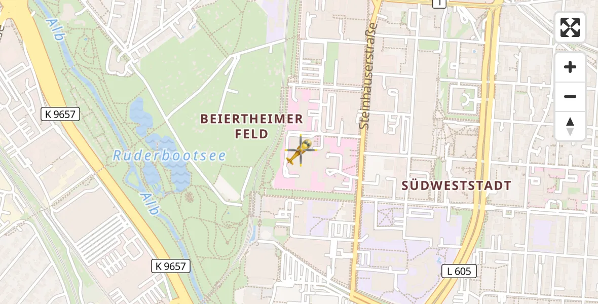 Flugroute Ambulanzhubschrauber Sankt Vincentius Hospital - Sankt Vincentius Hospital, 27 September 2026, 12:46