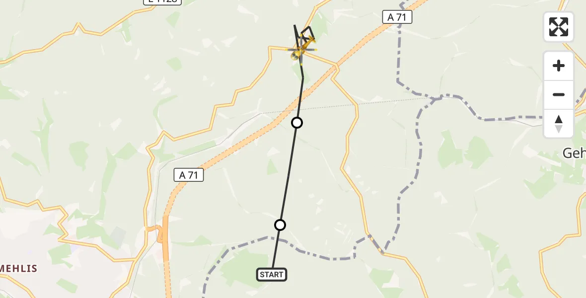 Flugroute Rettungshubschrauber Suhl - Oberhof, 27 September 2026, 13:49