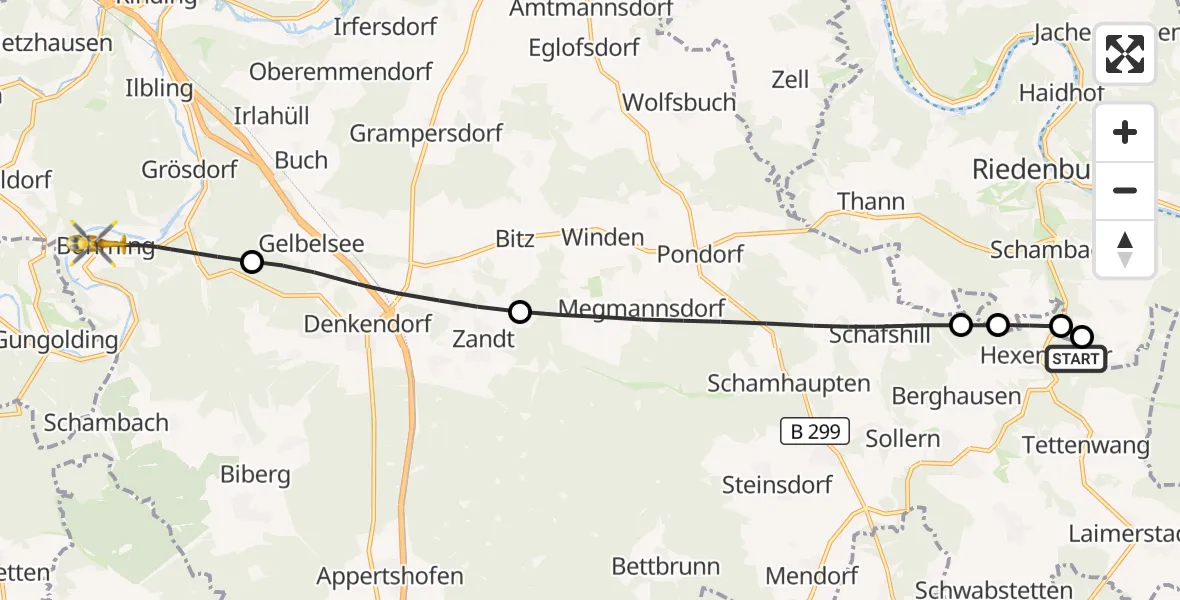 Flugroute Rettungshubschrauber Altmannstein - Kipfenberg, 27 September 2026, 13:51