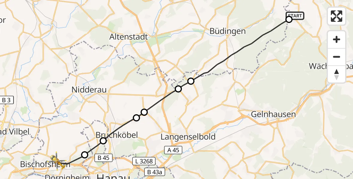 Flugroute Rettungshubschrauber Wächtersbach - Maintal, 27 September 2026, 13:55
