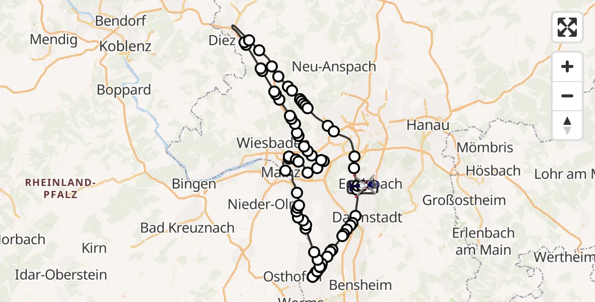 Flugroute Polizeihubschrauber Flughafen Frankfurt-Egelsbach - Flughafen Frankfurt-Egelsbach, 27 September 2026, 14:26