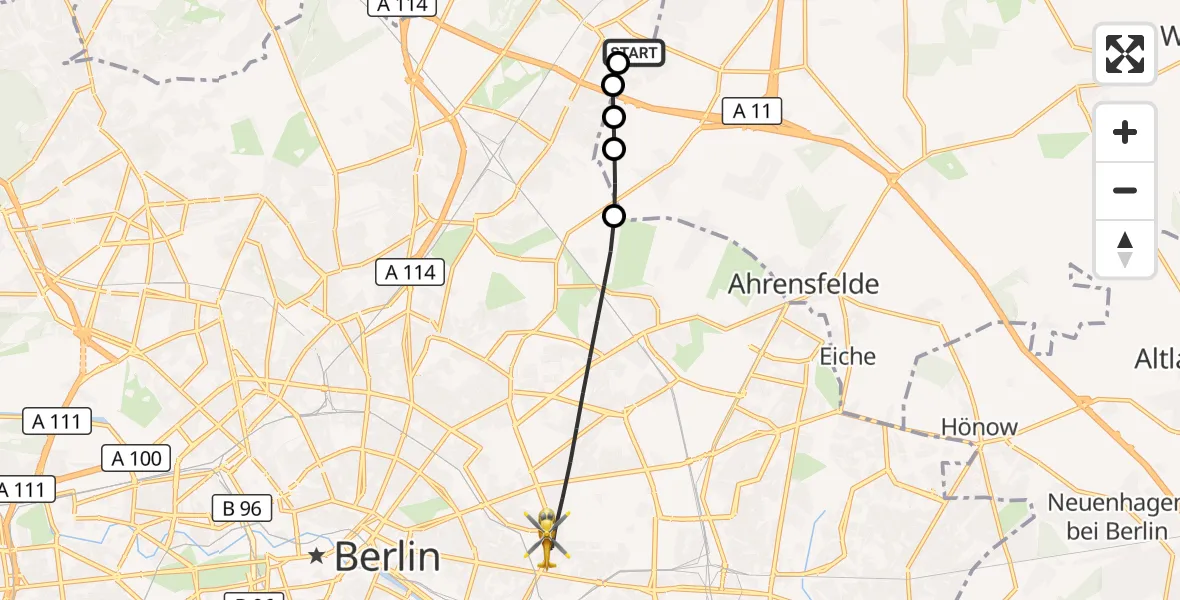 Flugroute Rettungshubschrauber Helios Clinic Berlin-Buch - Berlin, 27 September 2026, 14:53