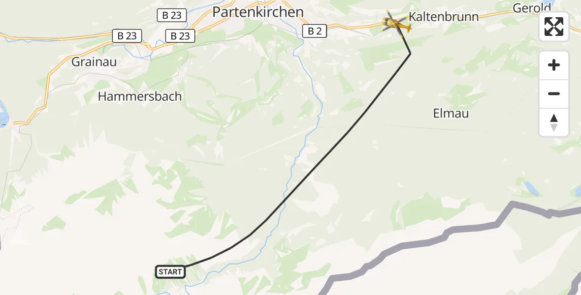 Flugroute Rettungshubschrauber Garmisch-Partenkirchen - Garmisch-Partenkirchen, 27 September 2026, 15:00