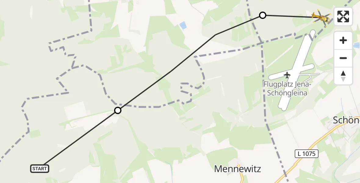 Flugroute Rettungshubschrauber Schlöben - Bürgel, 27 September 2026, 15:31