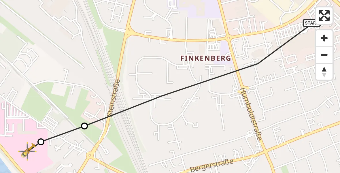 Flugroute Ambulanzhubschrauber Köln - Porz am Rhein Hospital, 27 September 2026, 15:37