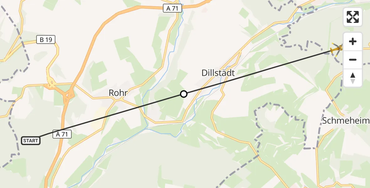 Flugroute Rettungshubschrauber Rohr - Suhl, 27 September 2026, 15:43