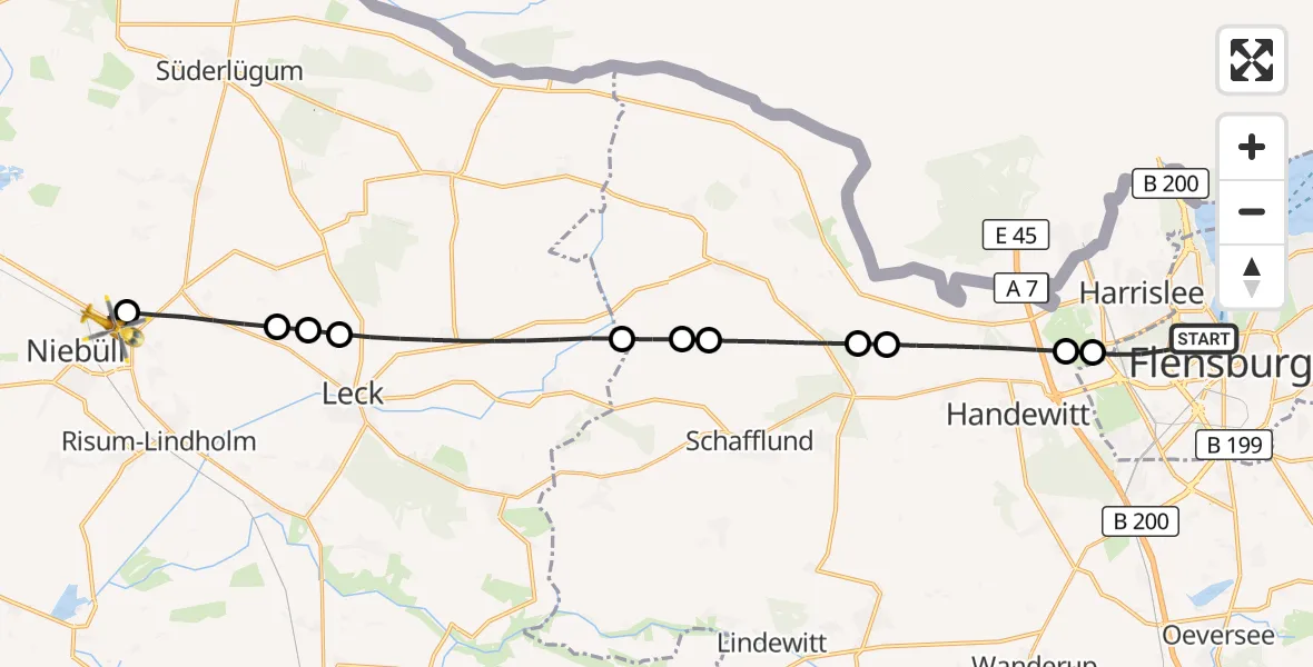 Flugroute Ambulanzhubschrauber Flensburg - Niebüll, 27 September 2026, 16:02