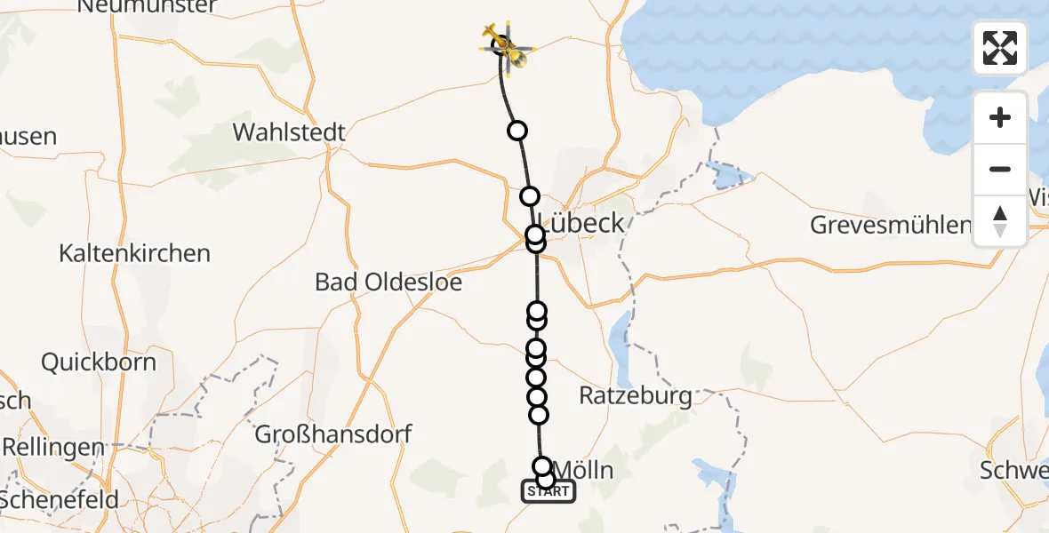 Flugroute Rettungshubschrauber Breitenfelde - Christoph 12 Luftrettungszentrum, 27 September 2026, 16:07