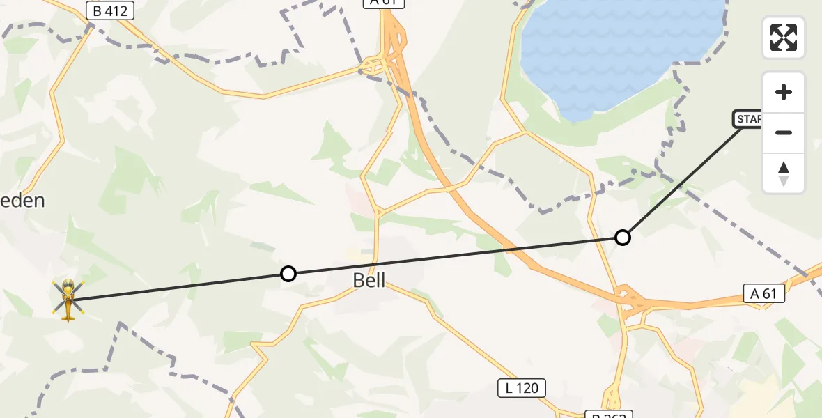 Flugroute Ambulanzhubschrauber Kruft - Rieden, 27 September 2026, 16:59
