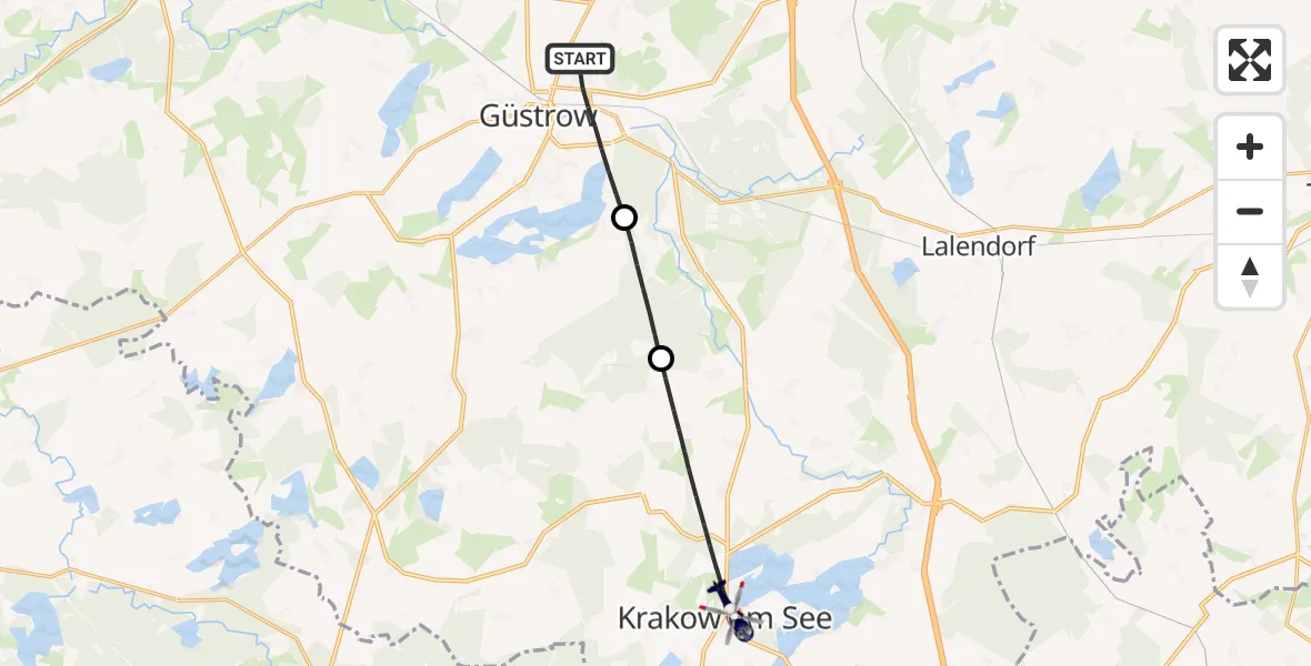 Flugroute Polizeihubschrauber Güstrow - Krakow am See, 28 September 2026, 05:19