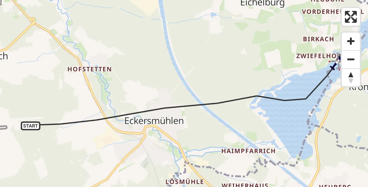 Flugroute Polizeihubschrauber Roth - Roth, 28 September 2026, 06:24
