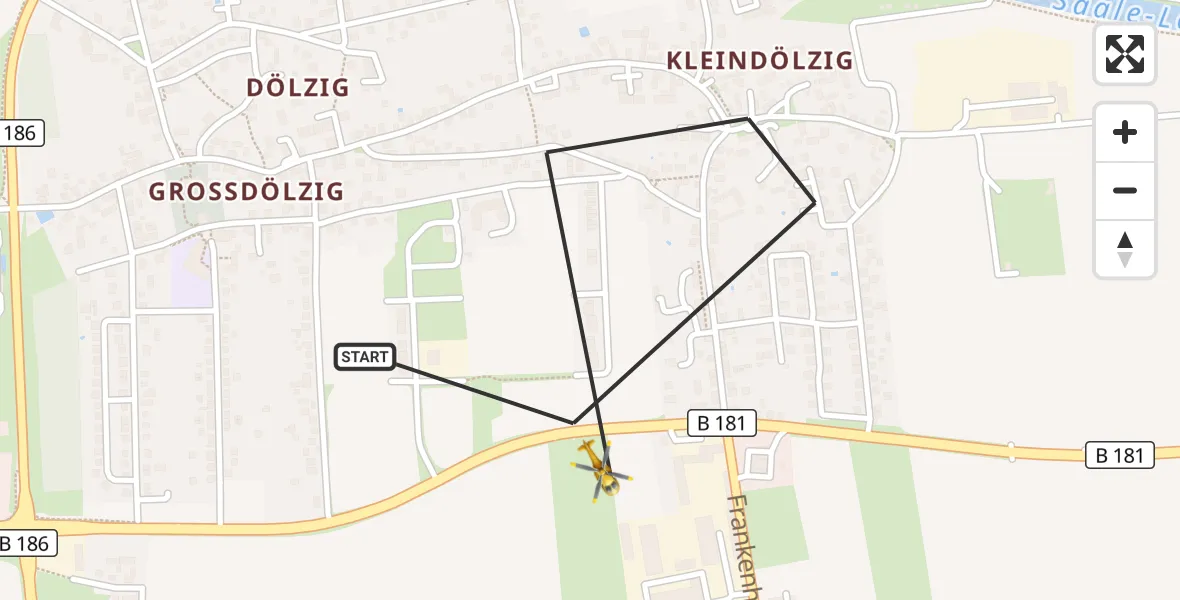 Flugroute Rettungshubschrauber Schkeuditz - Schkeuditz, 28 September 2026, 07:24