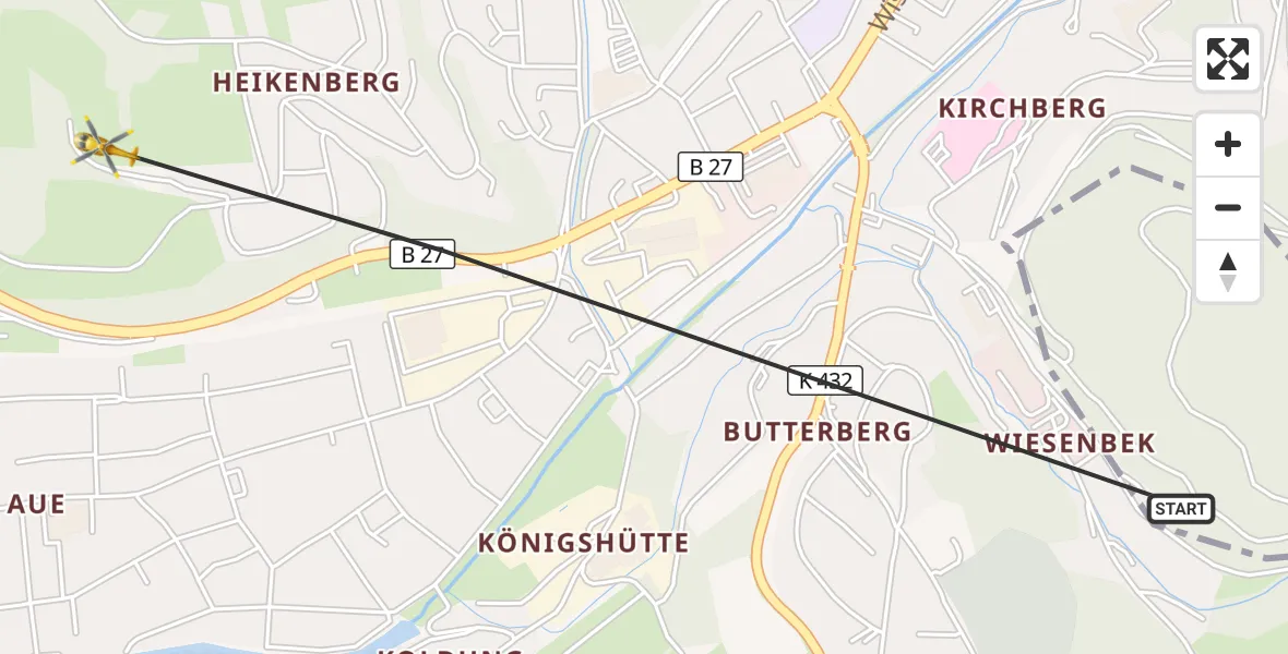 Flugroute Rettungshubschrauber Bad Lauterberg im Harz - Bad Lauterberg im Harz, 28 September 2026, 07:38
