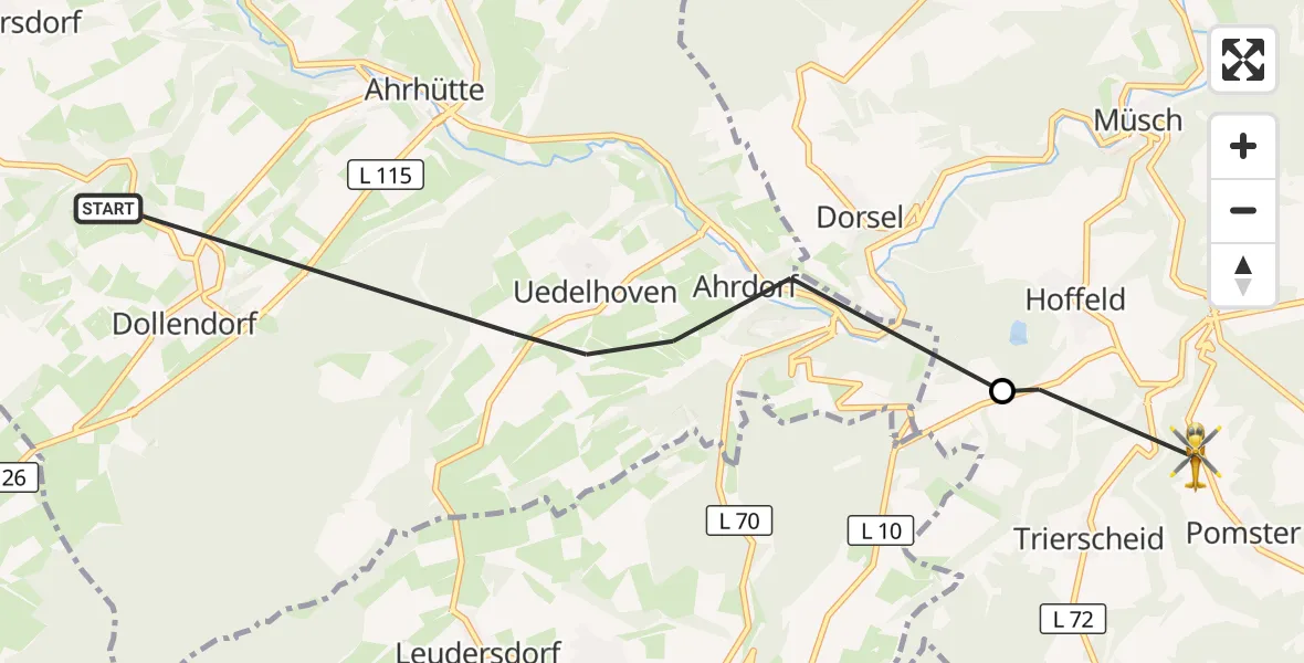 Flugroute Ambulanzhubschrauber Blankenheim - Pomster, 28 September 2026, 08:19