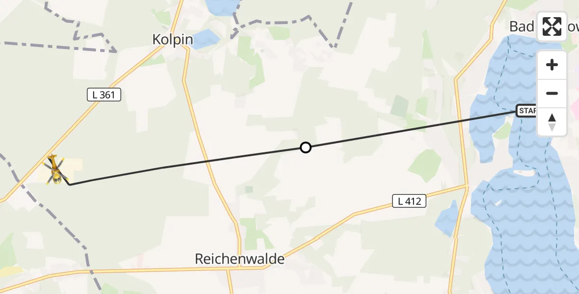 Flugroute Rettungshubschrauber Bad Saarow - Reichenwalde, 28 September 2026, 08:22