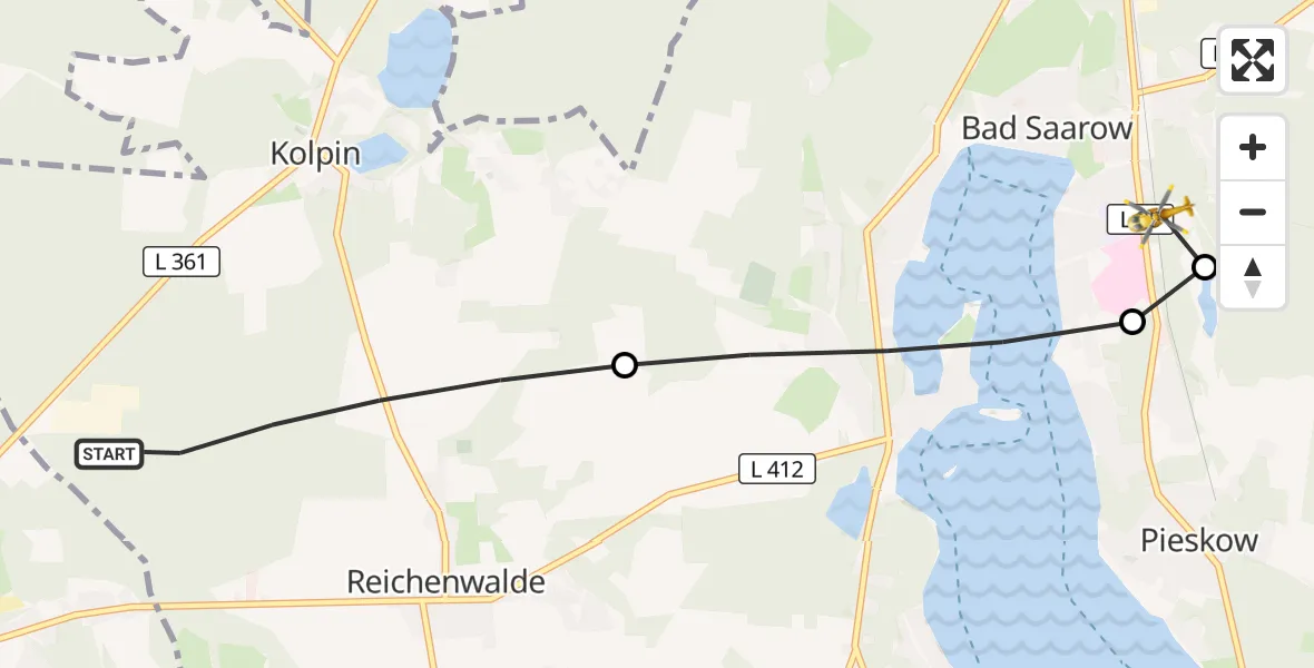 Flugroute Rettungshubschrauber Reichenwalde - Bad Saarow, 28 September 2026, 08:42