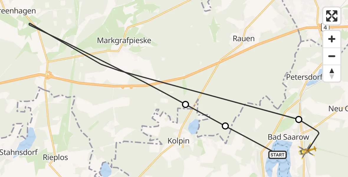 Flugroute Rettungshubschrauber Bad Saarow - Bad Saarow, 28 September 2026, 09:41