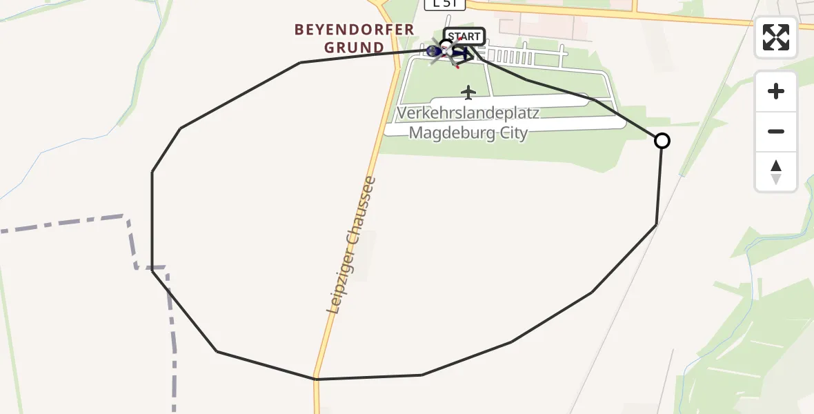 Flugroute Polizeihubschrauber Magdeburg City Flugplatz - Magdeburg City Flugplatz, 28 September 2026, 09:52