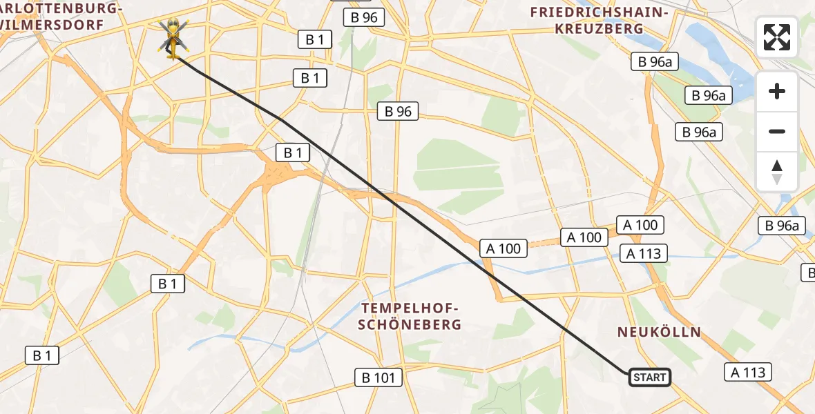 Flugroute Rettungshubschrauber Berlin - Berlin, 28 September 2026, 10:17