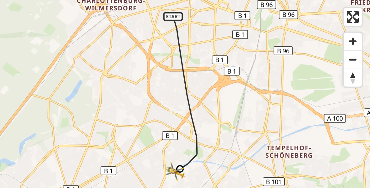 Flugroute Rettungshubschrauber Berlin - Charité Clinic Benjamin Franklin Campus, 28 September 2026, 10:47