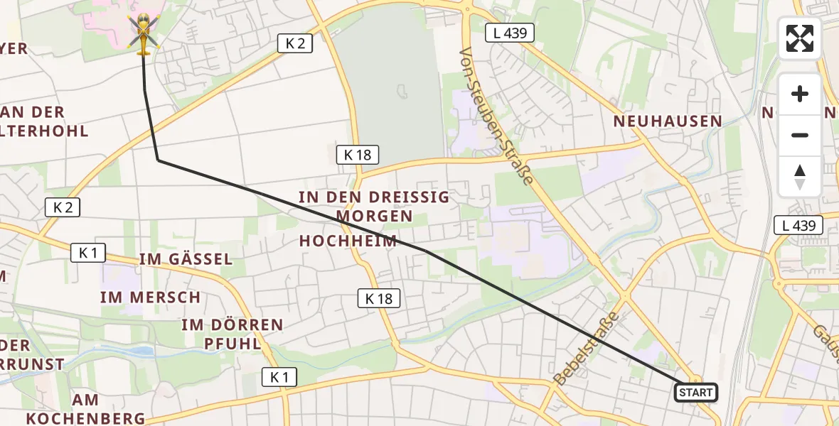 Flugroute Rettungshubschrauber Worms - Worms, 28 September 2026, 10:52