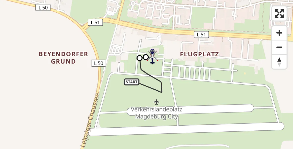 Flugroute Polizeihubschrauber Magdeburg City Flugplatz - Magdeburg City Flugplatz, 28 September 2026, 10:58