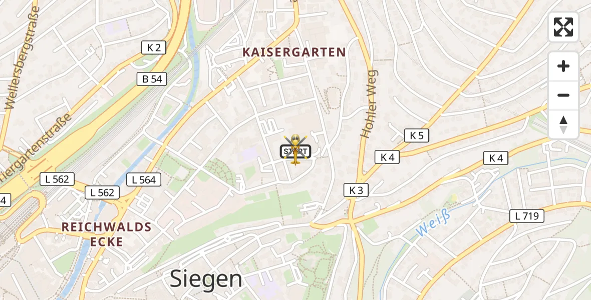 Flugroute Ambulanzhubschrauber Marien Hospital Siegen - Marien Hospital Siegen, 28 September 2026, 11:22