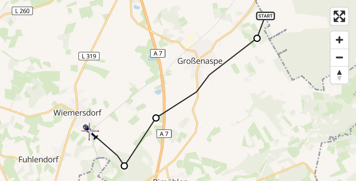 Flugroute Polizeihubschrauber Boostedt - Wiemersdorf, 28 September 2026, 11:53