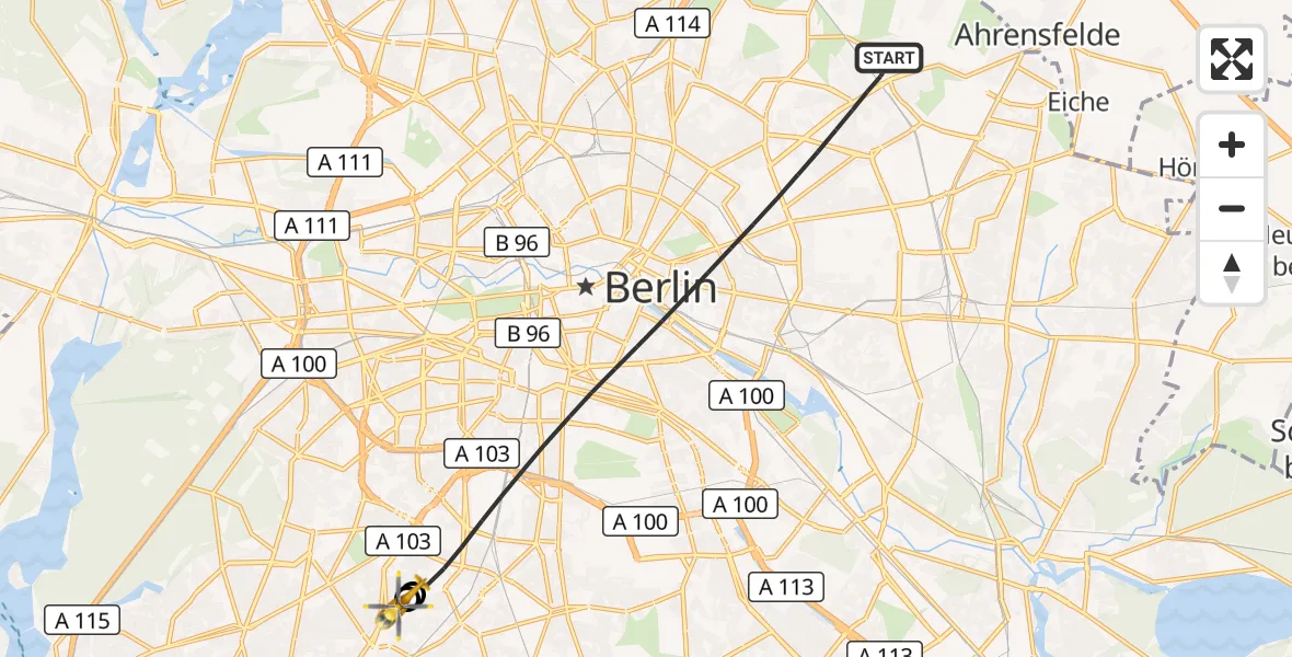 Flugroute Rettungshubschrauber Berlin - Charité Clinic Benjamin Franklin Campus, 28 September 2026, 12:06