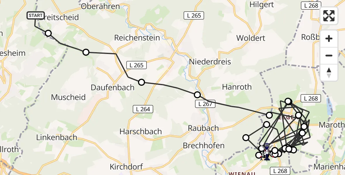 Flugroute Polizeihubschrauber Güllesheim - Dierdorf-Wienau Flugplatz, 28 September 2026, 12:09