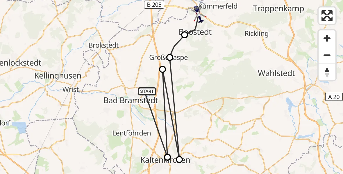 Flugroute Polizeihubschrauber Bad Bramstedt - Groß Kummerfeld, 28 September 2026, 12:29