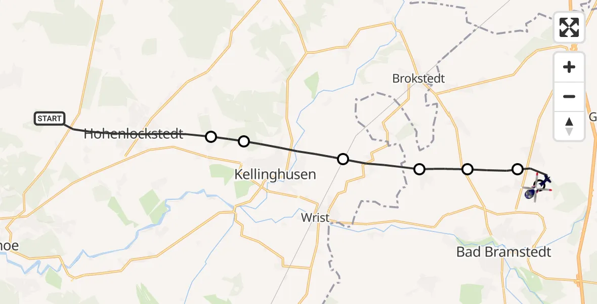 Flugroute Polizeihubschrauber Hohenlockstedt - Bad Bramstedt Hubschrauberlandeplatz, 28 September 2026, 12:42