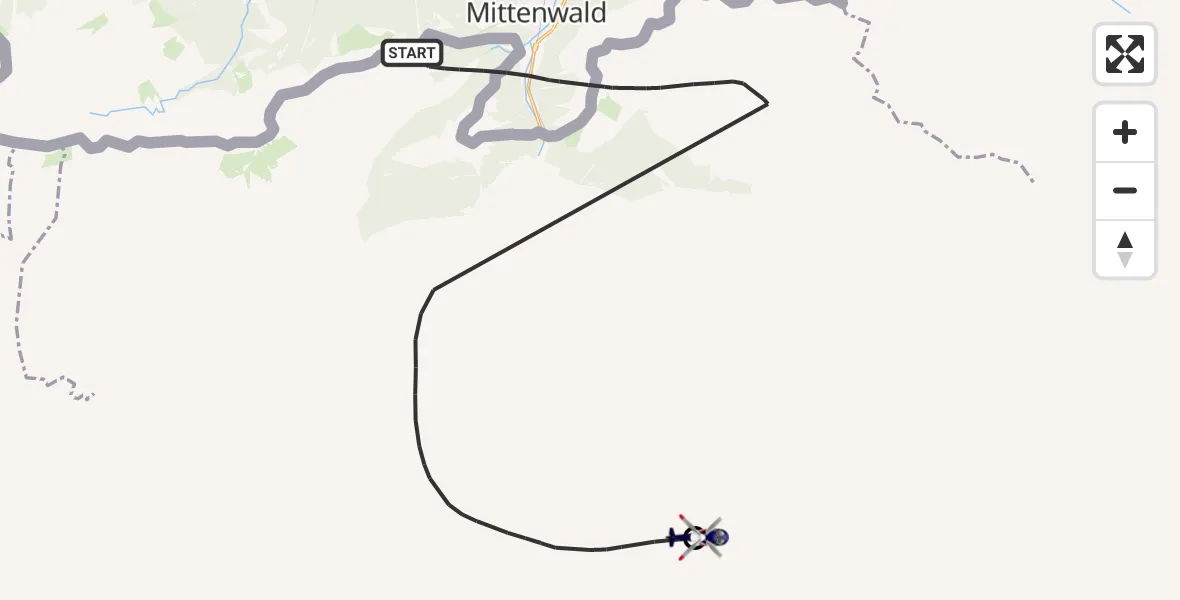 Flugroute Polizeihubschrauber Mittenwald - Innsbruck Air Rescue Center ÖAMTC Heliport, 28 September 2026, 13:08
