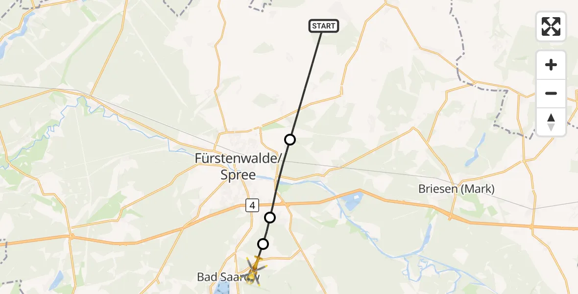 Flugroute Rettungshubschrauber Steinhöfel - Bad Saarow, 28 September 2026, 13:08