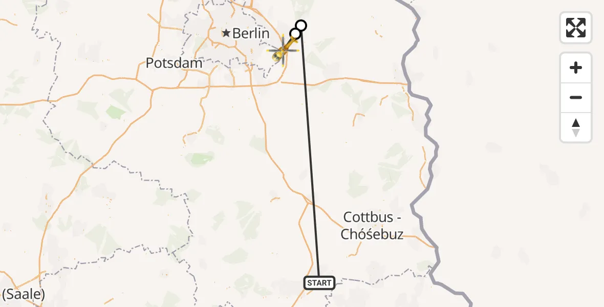Flugroute Ambulanzhubschrauber ADAC Luftrettungsstation Senftenberg Hubschrauberlandeplatz - Rüdersdorf bei Berlin, 28 September 2026, 13:17