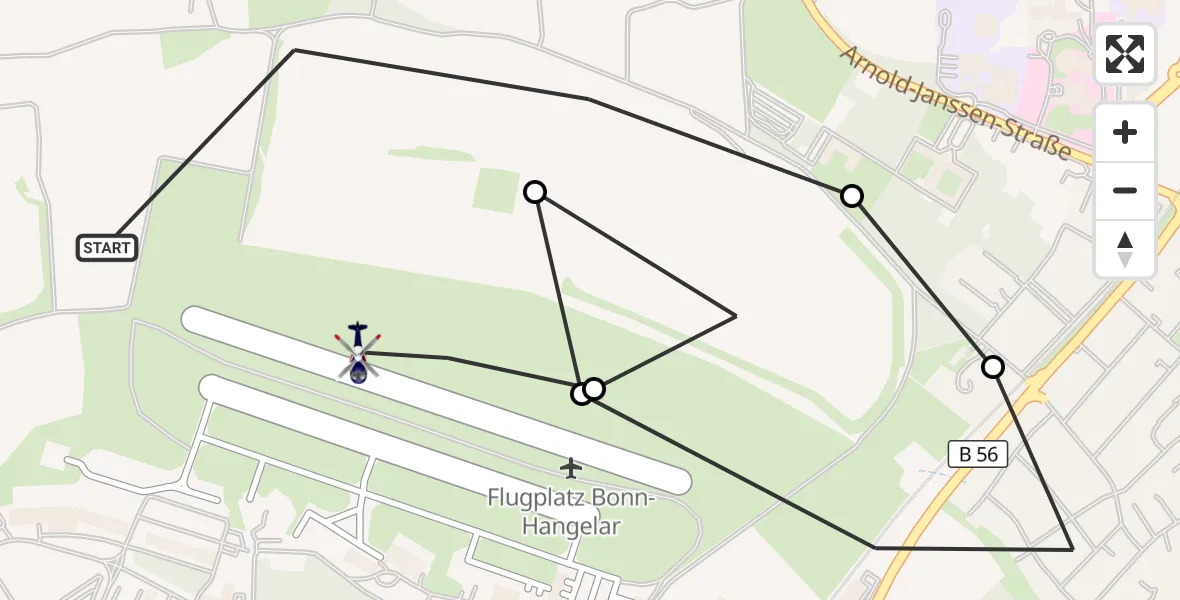 Flugroute Polizeihubschrauber Sankt Augustin - Bonn-Hangelar Flugplatz, 28 September 2026, 13:39