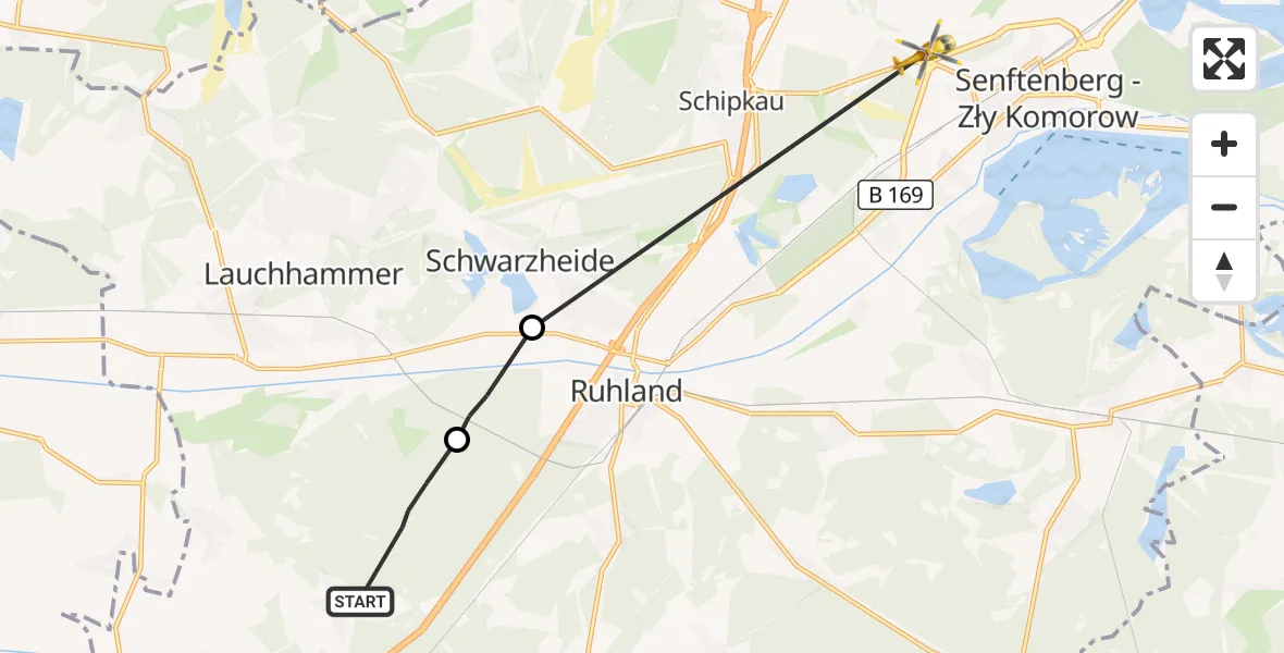 Flugroute Rettungshubschrauber Frauendorf - Schipkau, 28 September 2026, 13:50