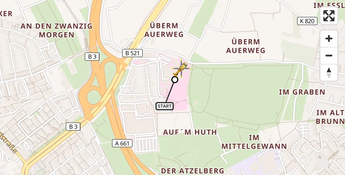 Flugroute Rettungshubschrauber Frankfurt am Main Accident Hospital Ground - Frankfurt am Main Accident Hospital Roof Helipad (CHX2), 28 September 2026, 13:56