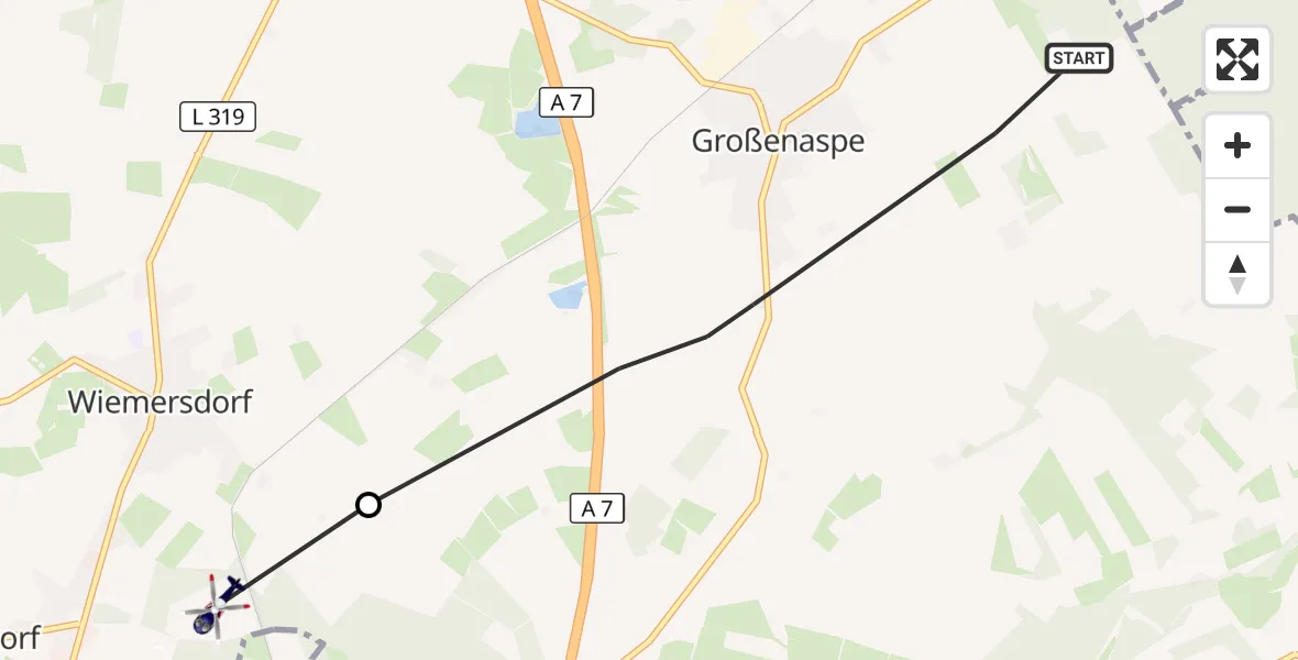 Flugroute Polizeihubschrauber Großenaspe - Bad Bramstedt Hubschrauberlandeplatz, 28 September 2026, 13:59