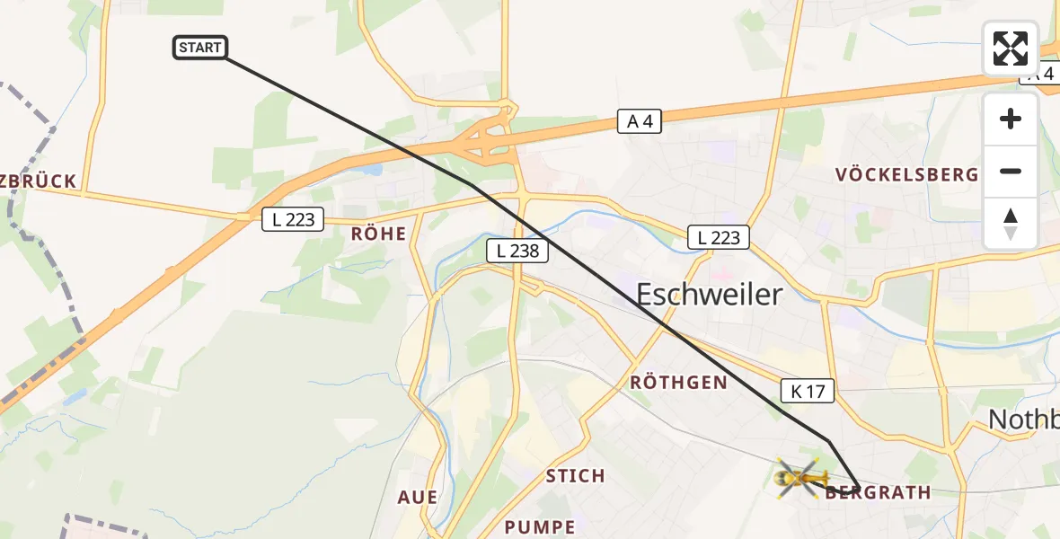 Flugroute Rettungshubschrauber Eschweiler - Eschweiler, 28 September 2026, 14:33