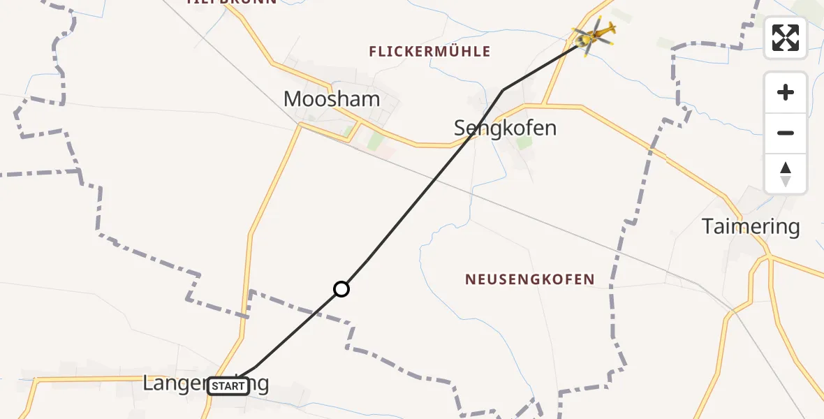 Flugroute Rettungshubschrauber Hagelstadt - Mintraching, 28 September 2026, 14:44