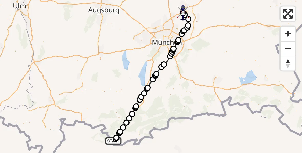 Flugroute Polizeihubschrauber Grainau - München Flughafen, 28 September 2026, 15:05