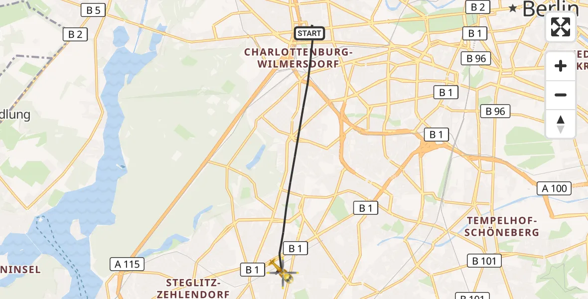 Flugroute Rettungshubschrauber Berlin - Berlin, 28 September 2026, 15:30