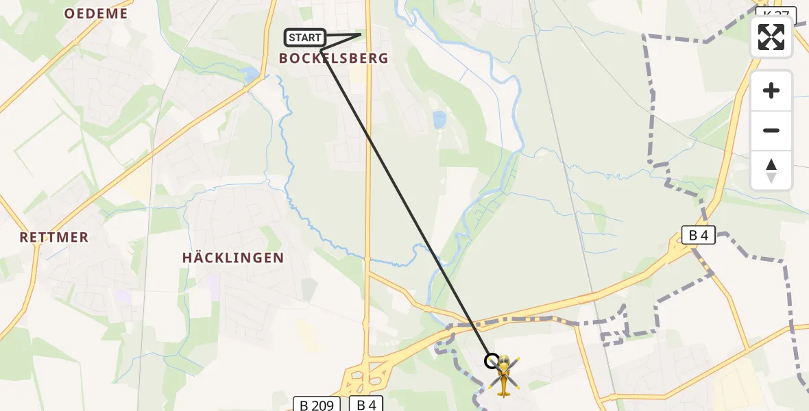Flugroute Rettungshubschrauber Lüneburg - Deutsch Evern, 28 September 2026, 15:56