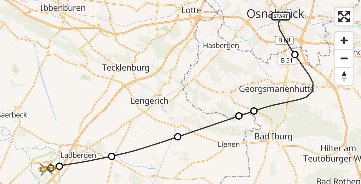 Flugroute Ambulanzhubschrauber Osnabrück - Christoph  Westfalen-ADAC, 28 September 2026, 15:58